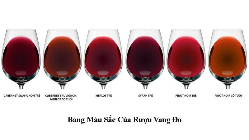 Màu sắc của rượu vang đỏ