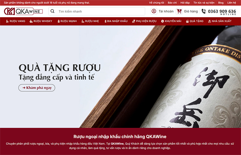 Mua rượu ngoại trực tuyến tại qkawine.com.