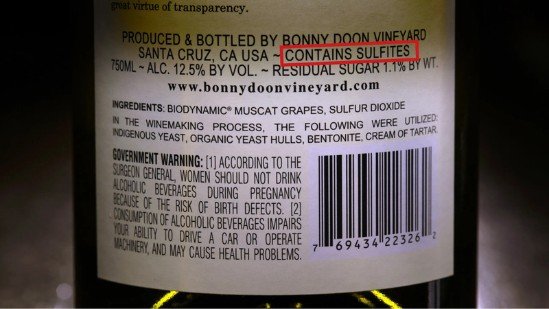 Chất bảo quản Sulfites trên nhãn chai rượu vang