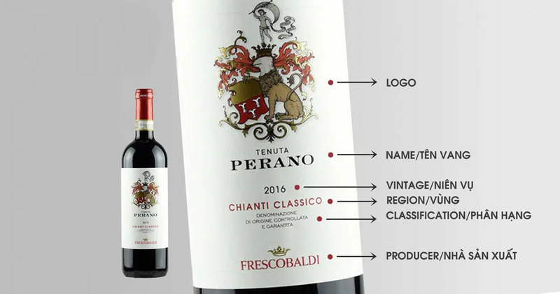 Thông tin cơ bản trên nhãn chai rượu vang Ý