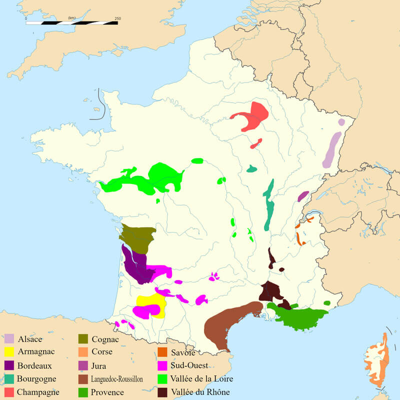 Các vùng đất nổi tiếng trong lịch sử phát triển của rượu vang Pháp