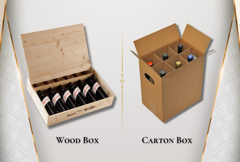 Thùng gỗ và thùng giấy đựng rượu vang phổ biến