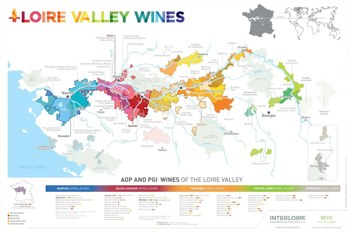 Các tiểu vùng chính của Loire Valley