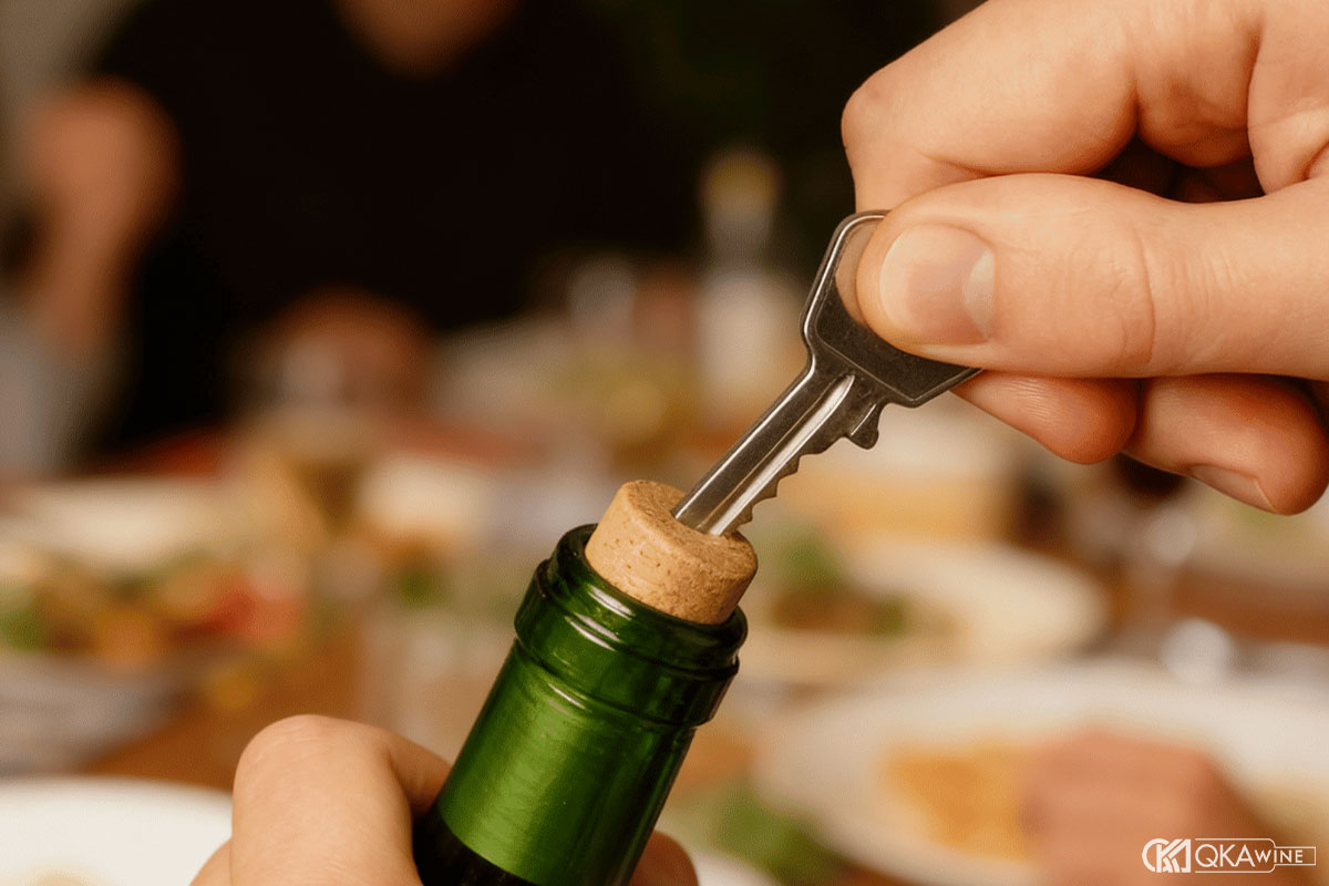 Cách mở rượu vang bằng chìa khóa