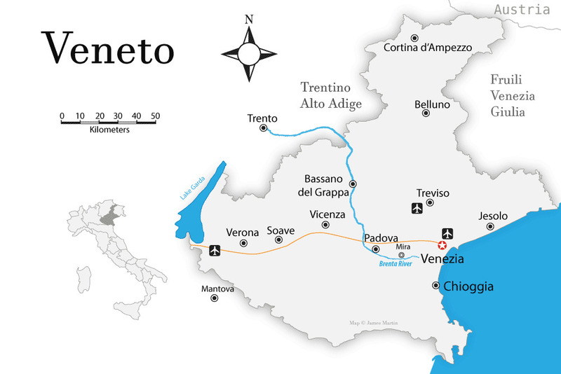 Bản đồ vị trí Veneto của Ý