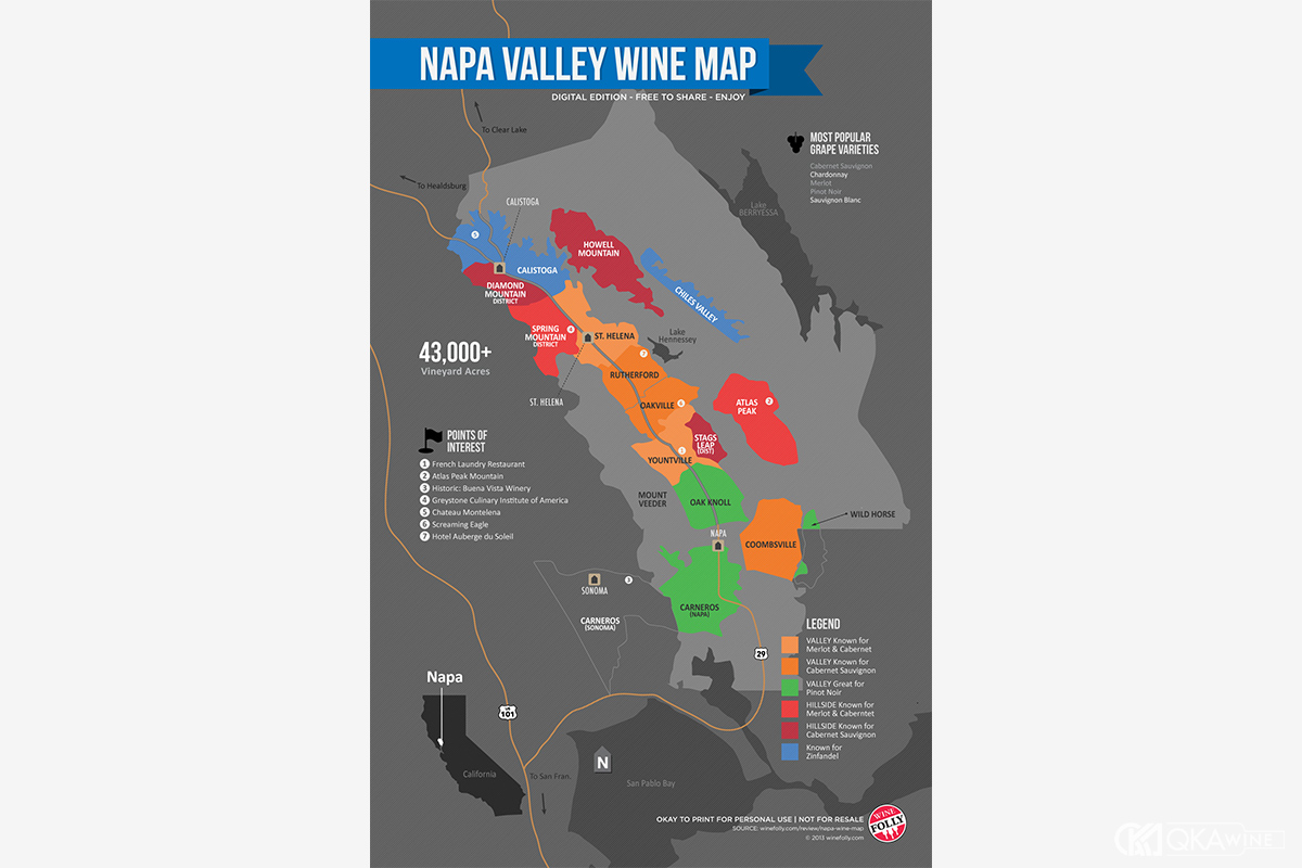 Các khu vực trồng nho trong Napa Valley và hệ thống AVA
