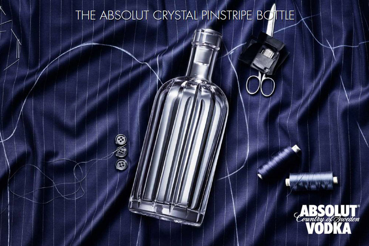 Absolut Crystal Pinstripe Black Bottle
