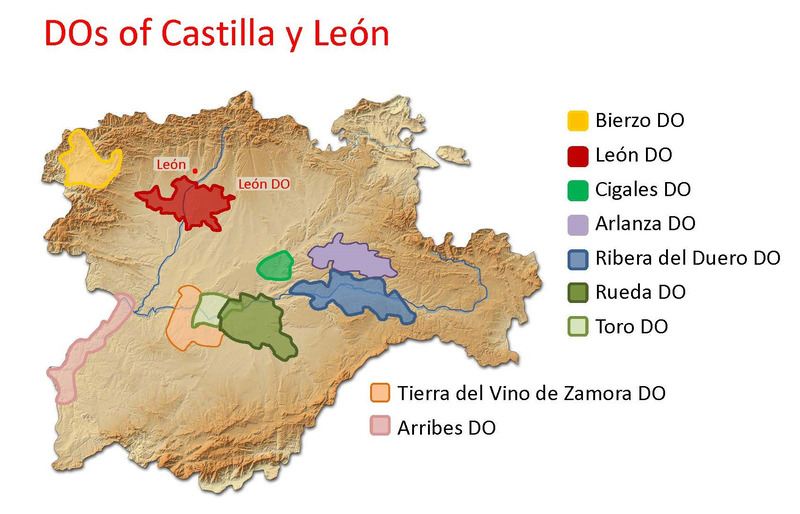 9 DOs của Castilla y León trên bản đồ