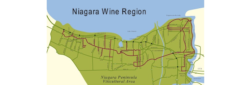 Ví trí địa lý vùng làm vang Niagara Peninsula