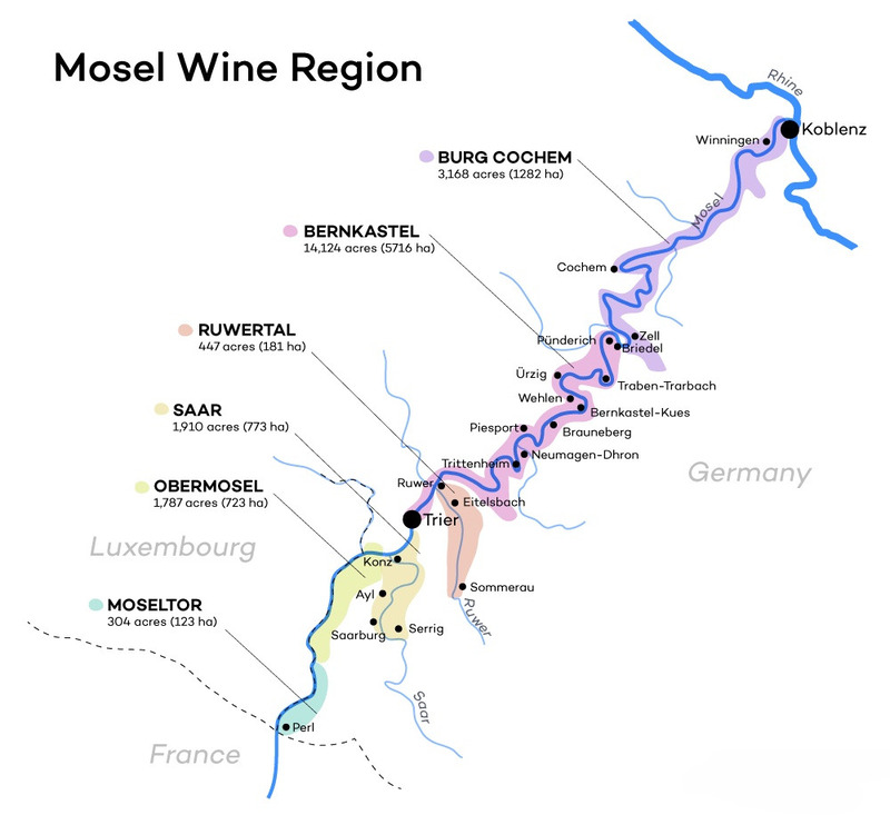 Bản đồ vùng làm vang Mosel