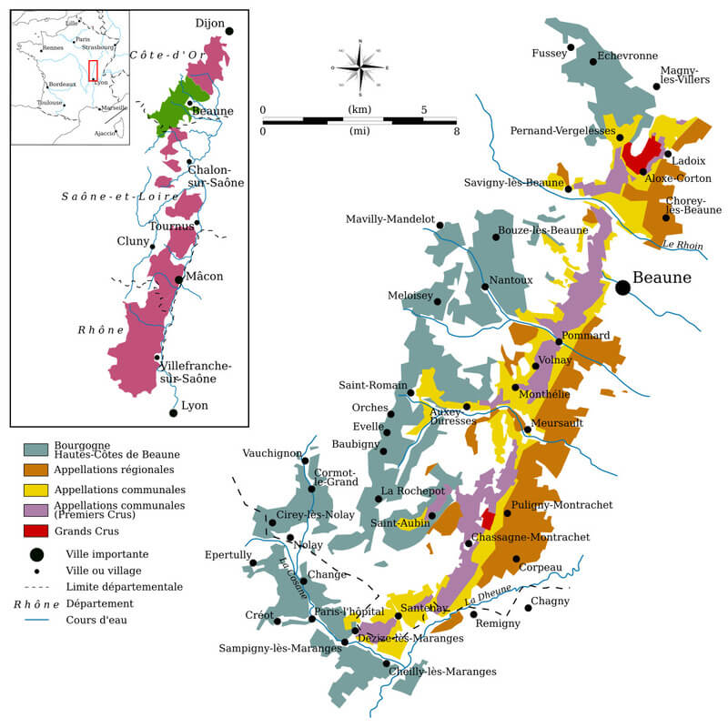 Vị trí vùng Côte de Beaune