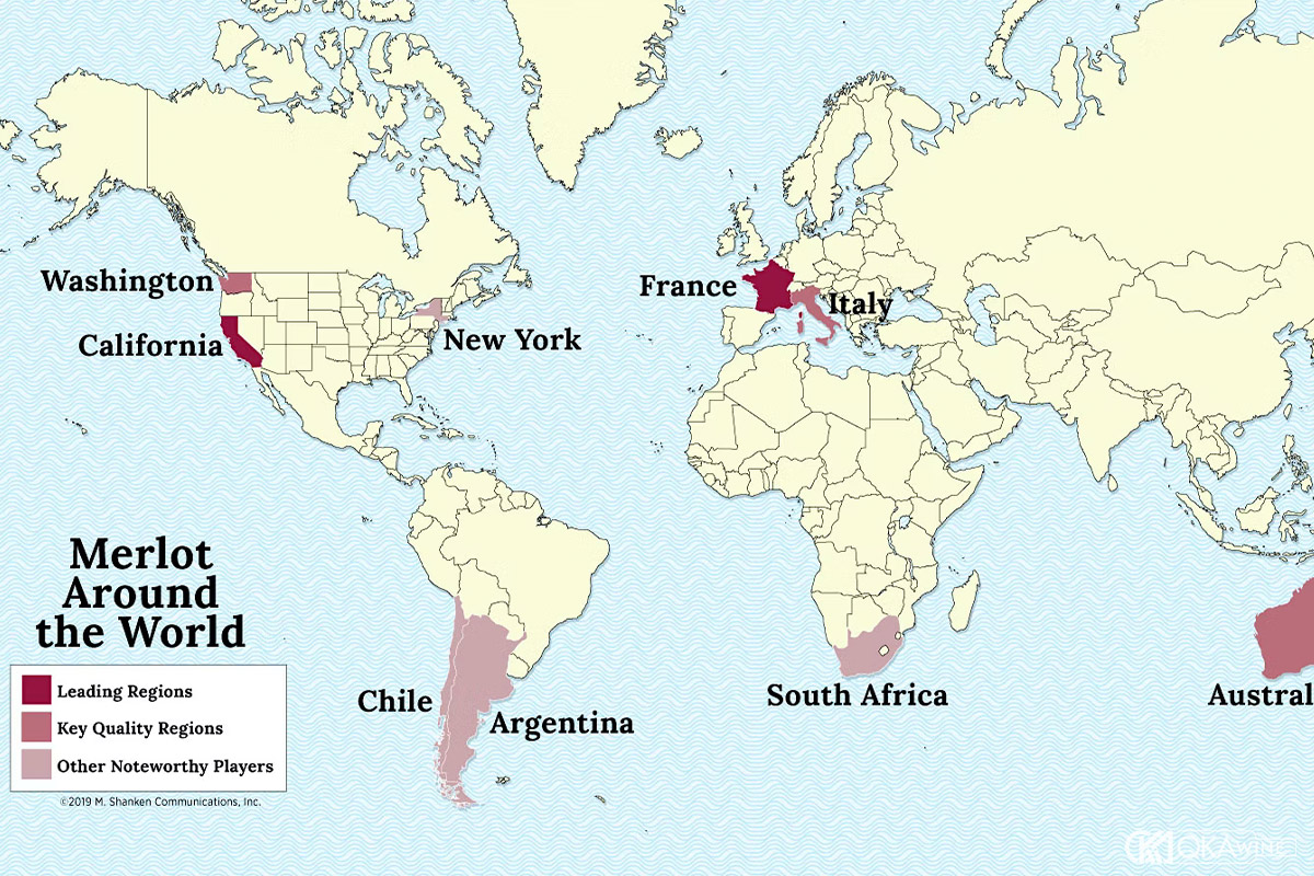 Các vùng sản xuất rượu vang Merlot nổi tiếng trên thế giới