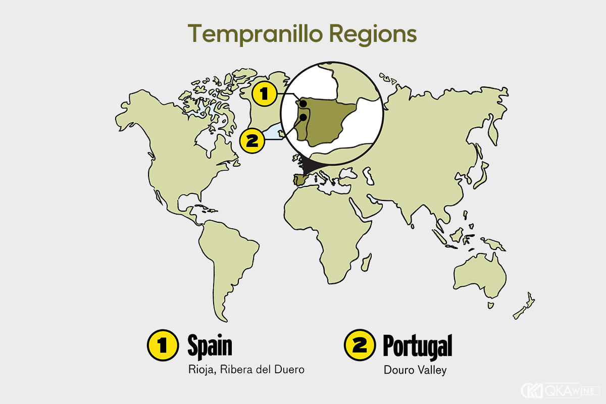 Các vùng sản xuất vang Tempranillo nổi tiếng