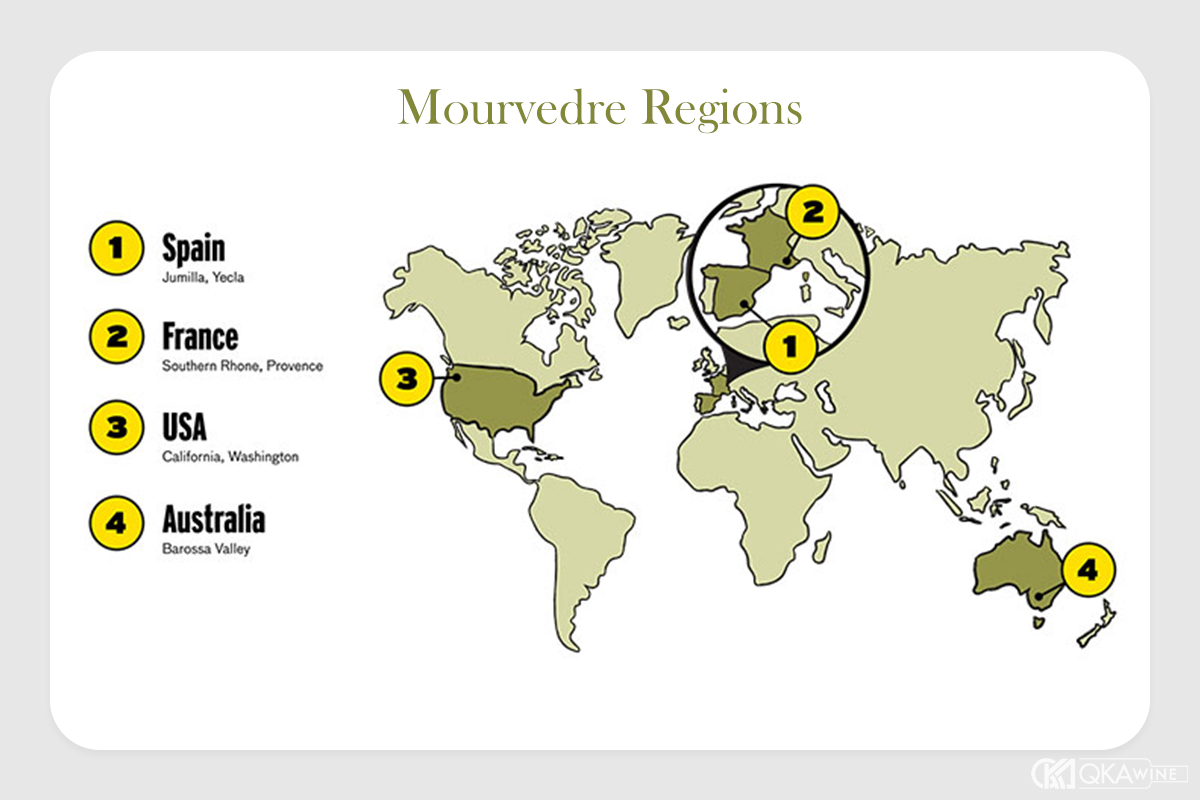 Những vùng trồng nho Mourvedre nổi tiếng
