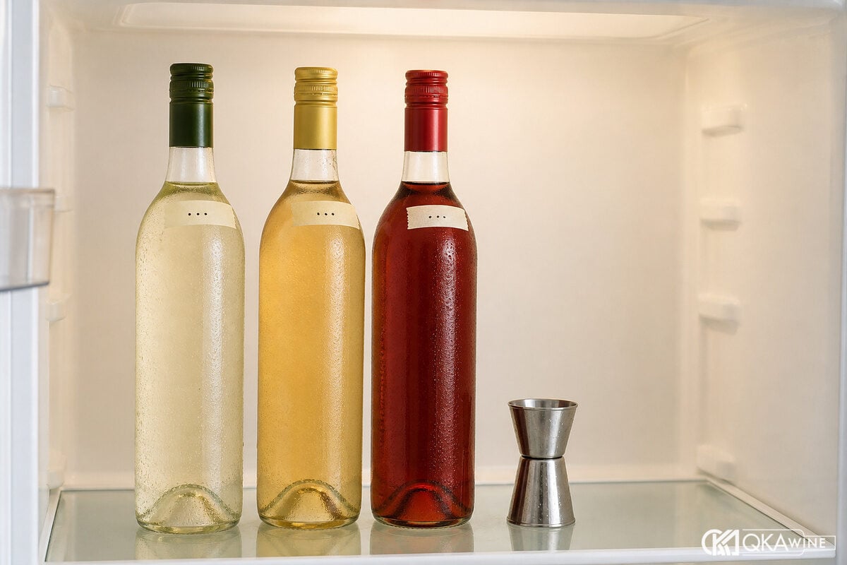 Chai Dry và Rosso Vermouth đậy kín trong ngăn mát