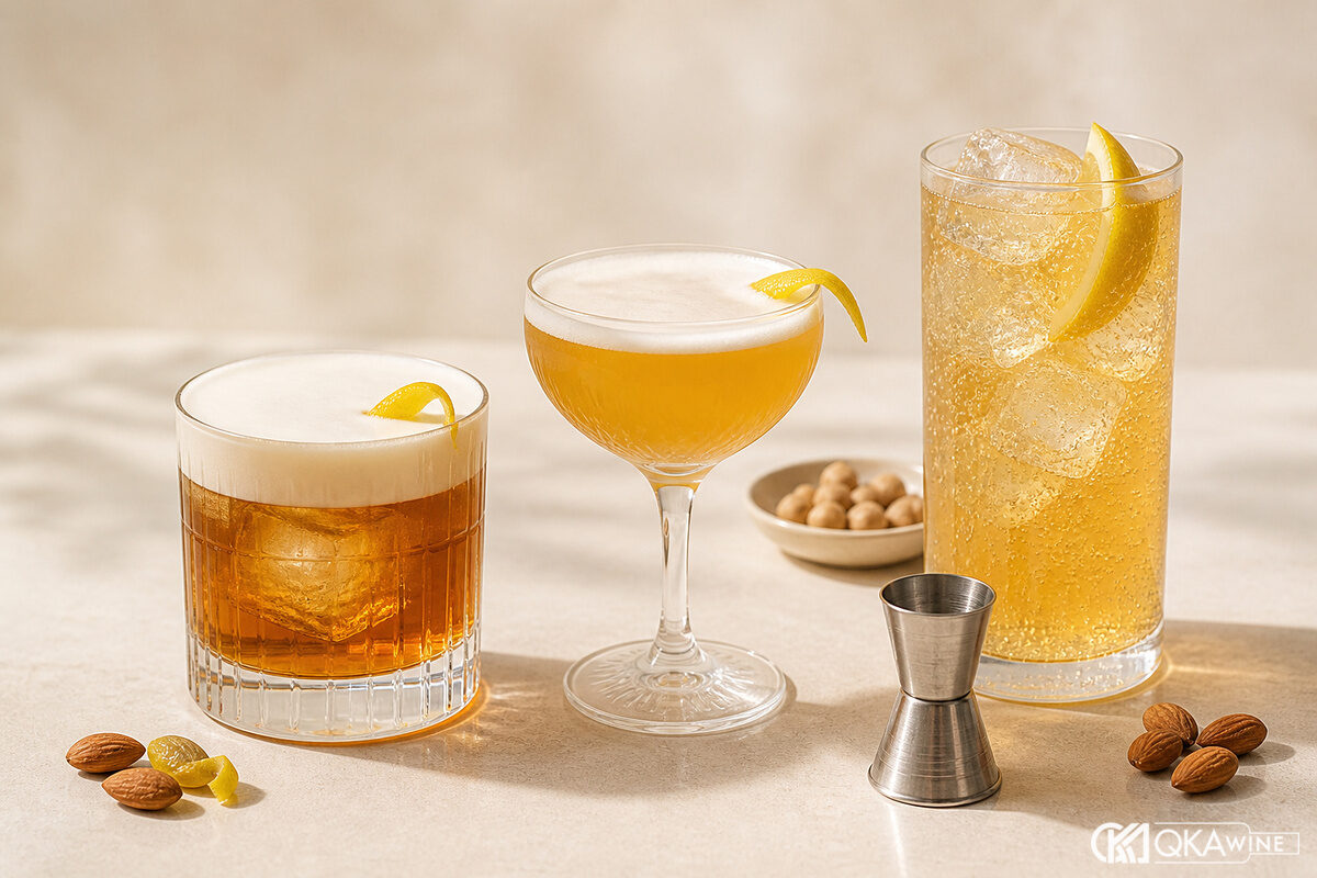 Ba ly Amaretto Sour kiểu cổ điển aquafaba và highball