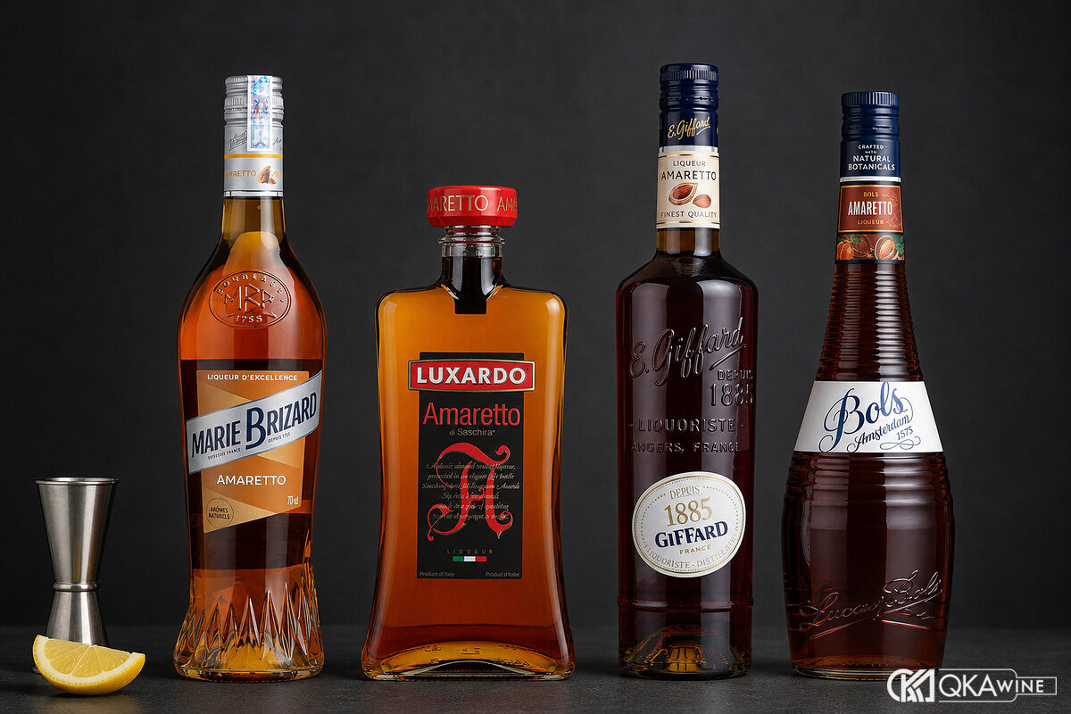 Bốn chai Marie Brizard Luxardo Giffard và Bols Amaretto