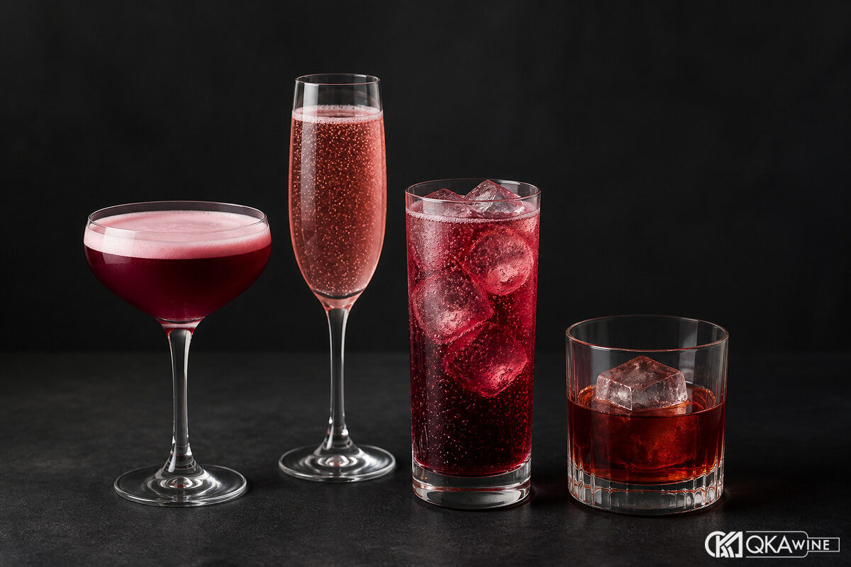 Bốn cocktail Chambord có định lượng
