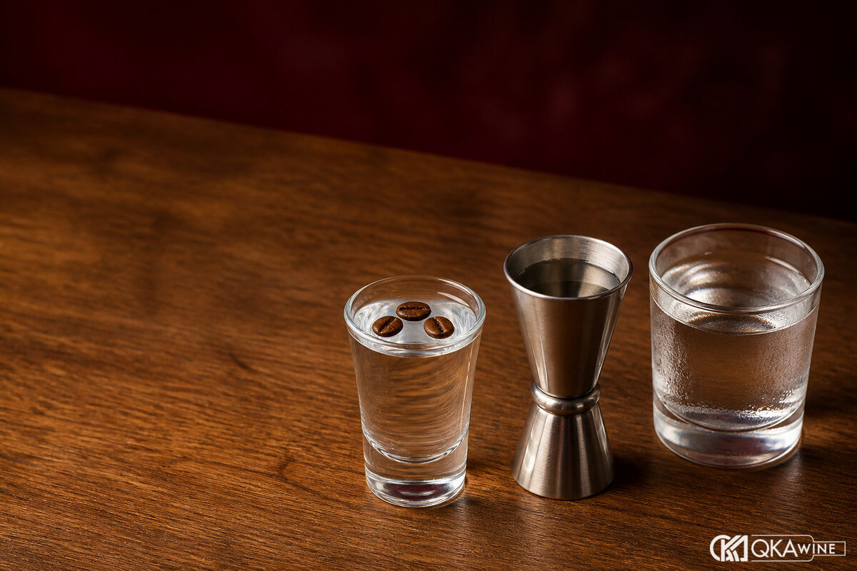 Shot Sambuca con la mosca với ba hạt cà phê