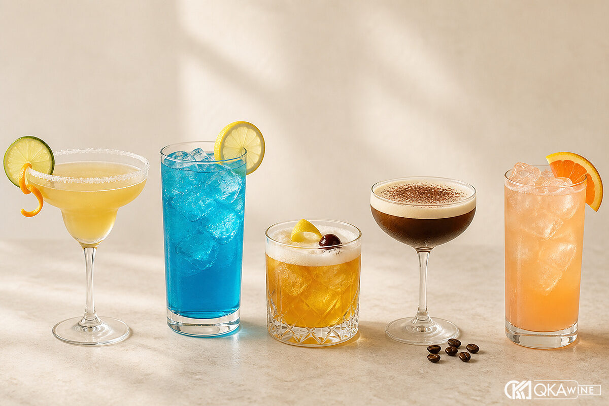 Margarita Amaretto Sour coffee cocktail spritz và Blue Lagoon