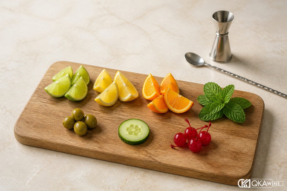 Citrus và garnish: mua ít, dùng tươi