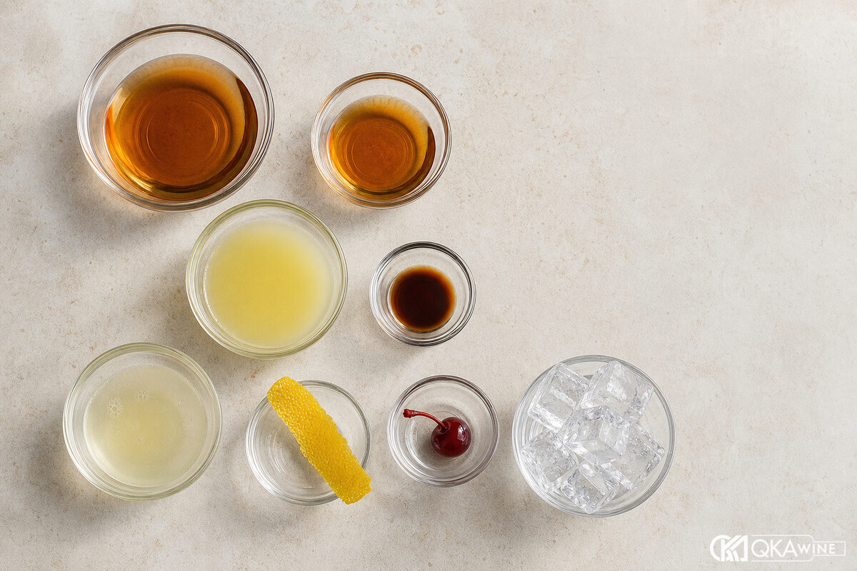 Amaretto bourbon chanh syrup và lòng trắng được đong riêng