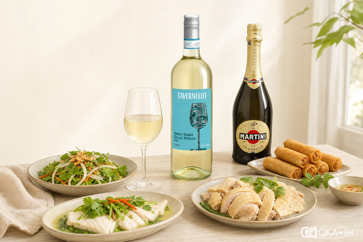 Hải sản và món hấp: ưu tiên Pinot Grigio