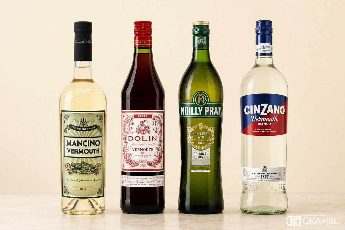 Các chai Mancino Cinzano Dolin Noilly Prat và Carpano