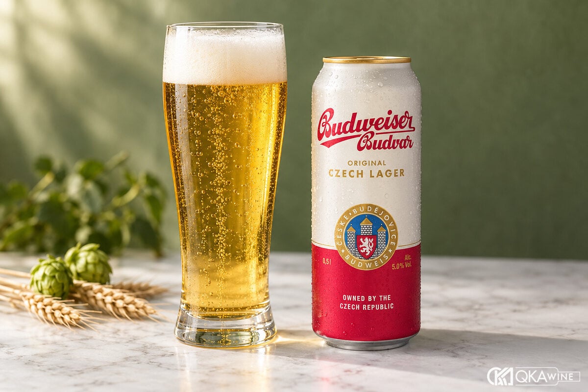 Ly pilsner vàng trong có bọt trắng mịn cạnh chai lager