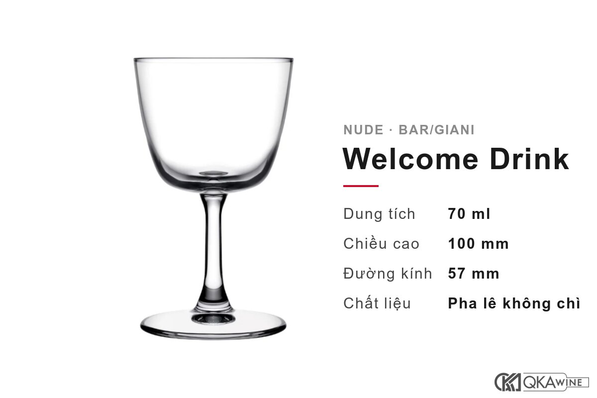 Ly NUDE Bar/Giani Welcome Drink 70 ml, cao 100 mm, đường kính 57 mm