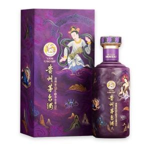 Chai gốm tím vẽ tiên nữ đánh trống và hộp tím Rượu Mao Đài Cổ Nhạc Phi Thiên