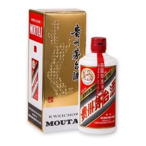 Chai sứ trắng Mao Đài Phi Thiên 43% nắp đỏ cạnh hộp vàng mạ ánh kim