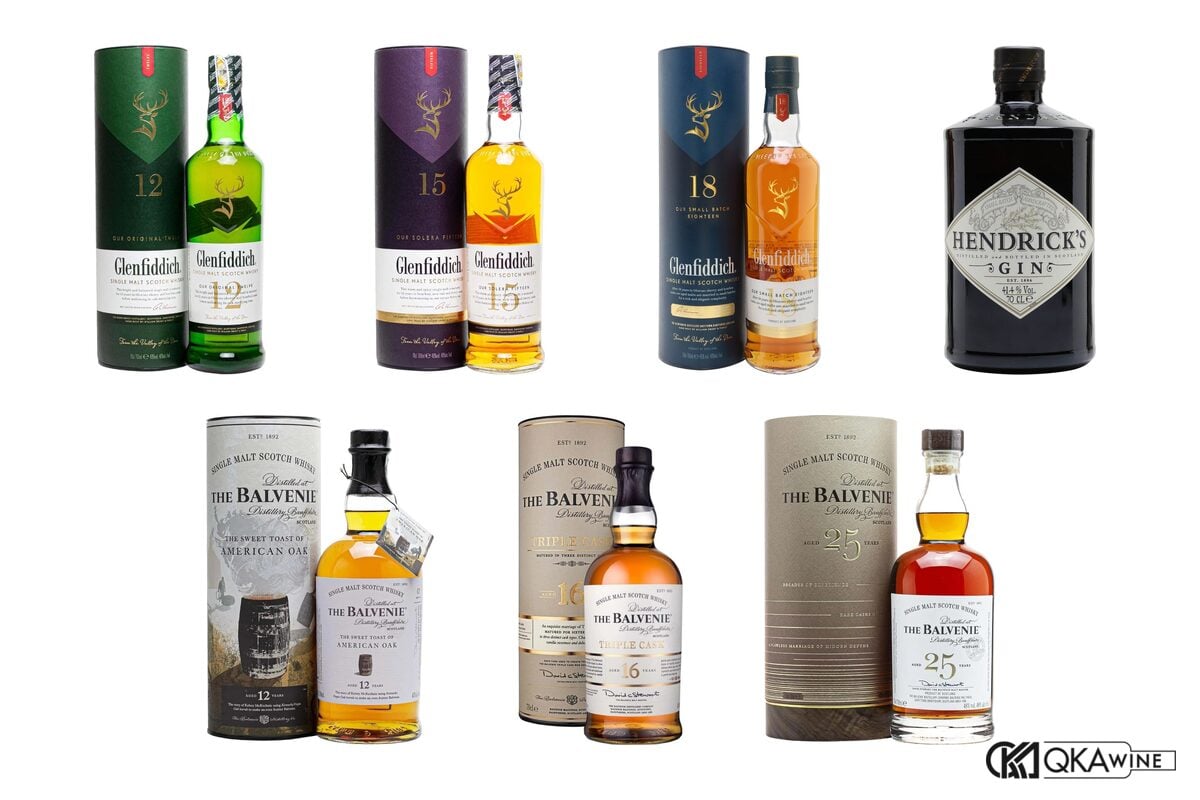 Glenfiddich 12, 15, 18 năm, Hendrick's Gin và The Balvenie 12, 16, 25 năm
