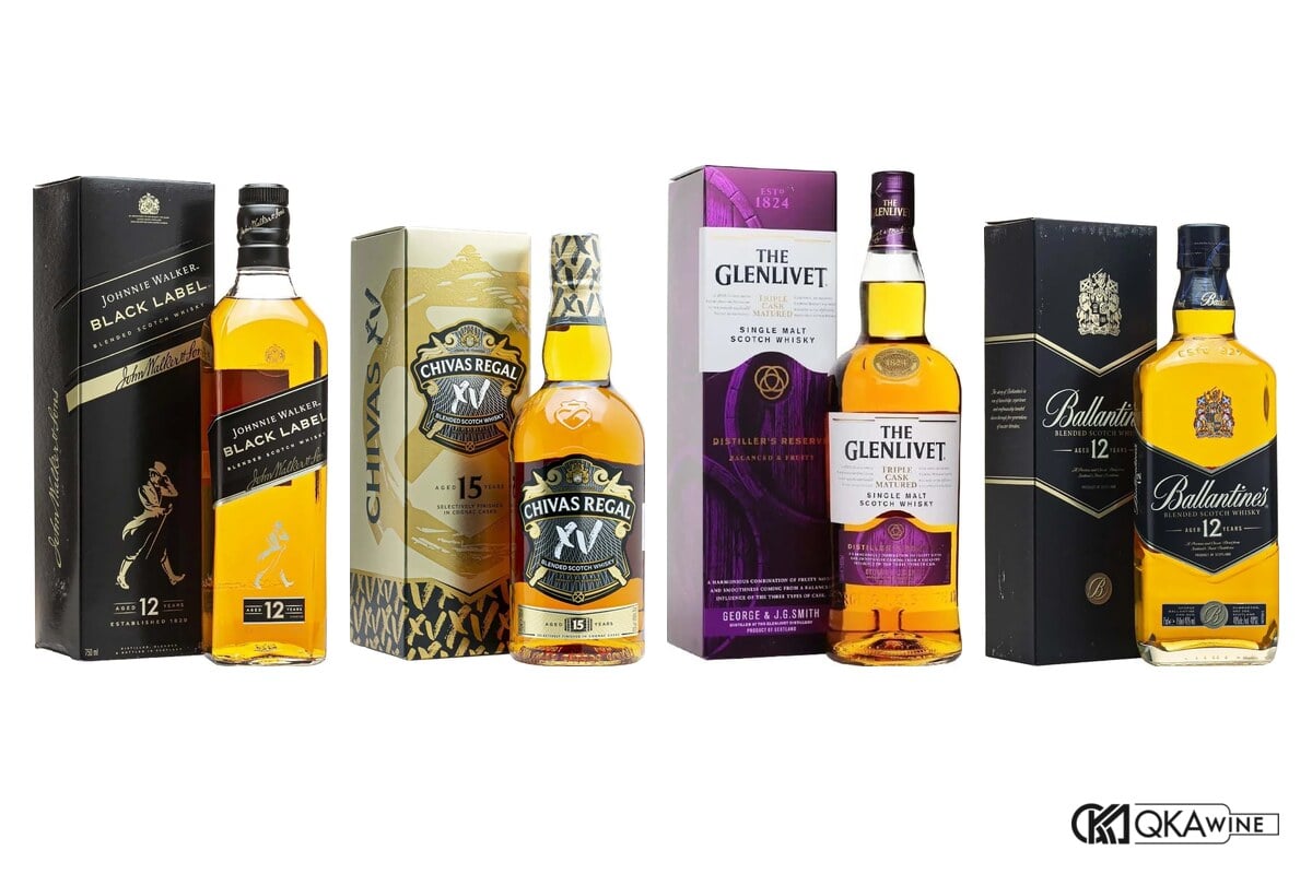 Bốn chai Scotch whisky trong danh mục QKAWine